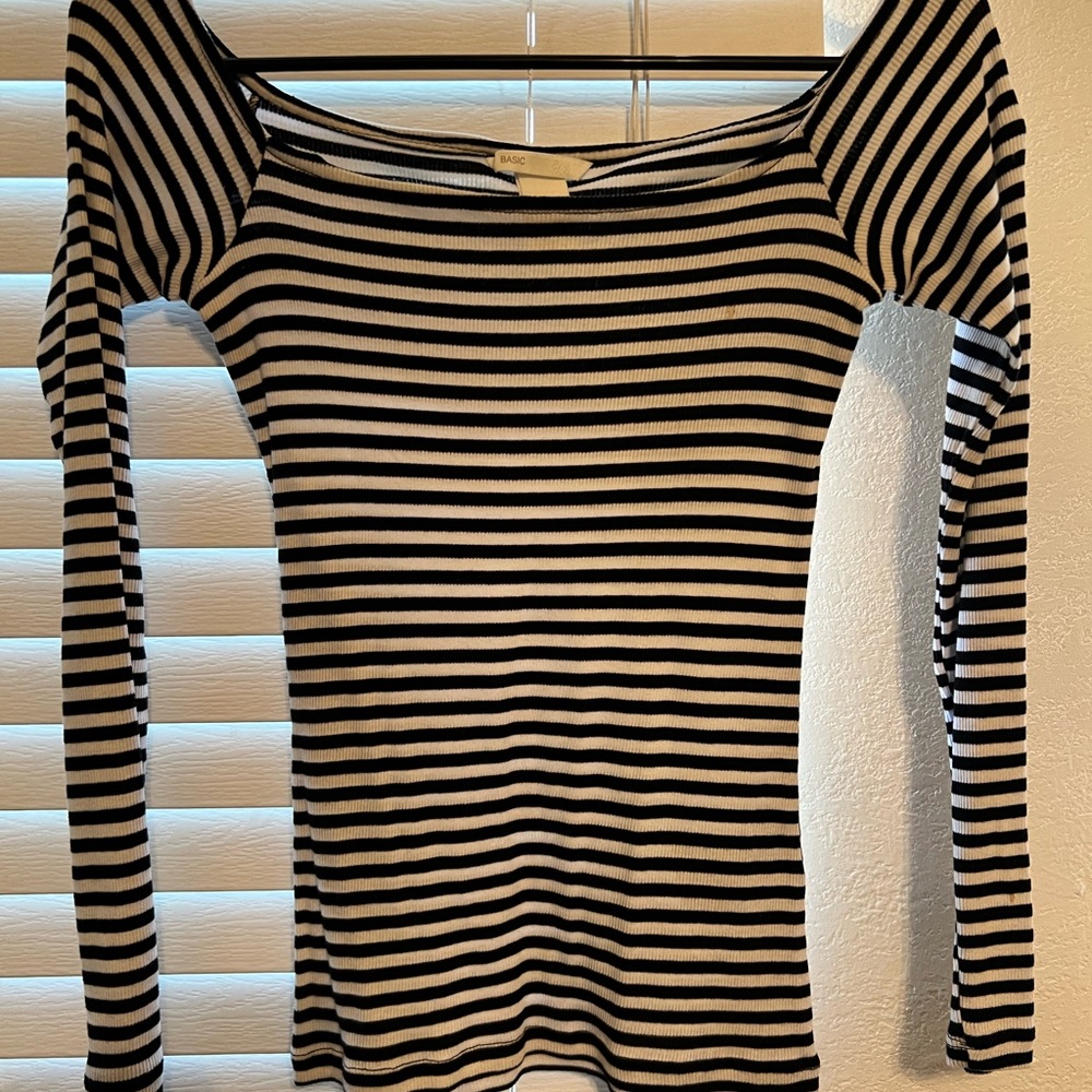 H&M Black and White Striped Bodysuit